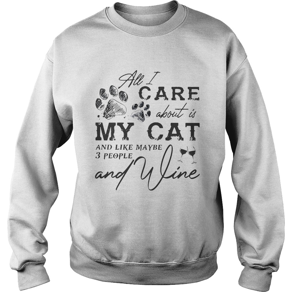 All I care about is my cat and like maybe 3 people and wine Sweatshirt