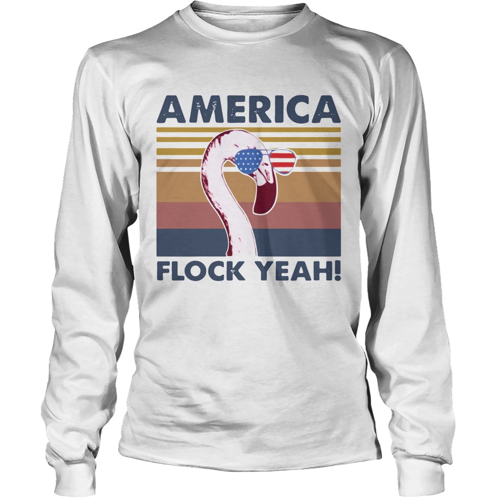 America Flock Yeah Flamingo Vintage Long Sleeve