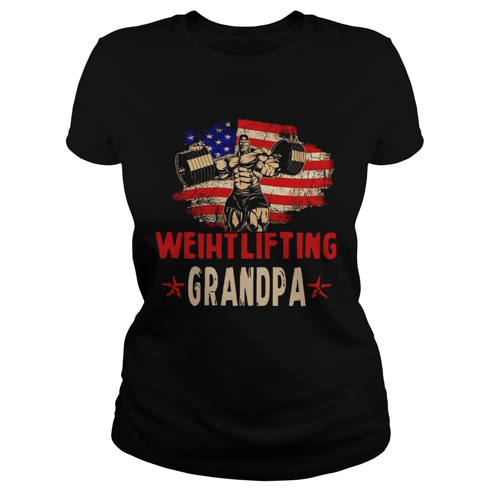 American Flag Weightlifting Grandpa Classic Ladies