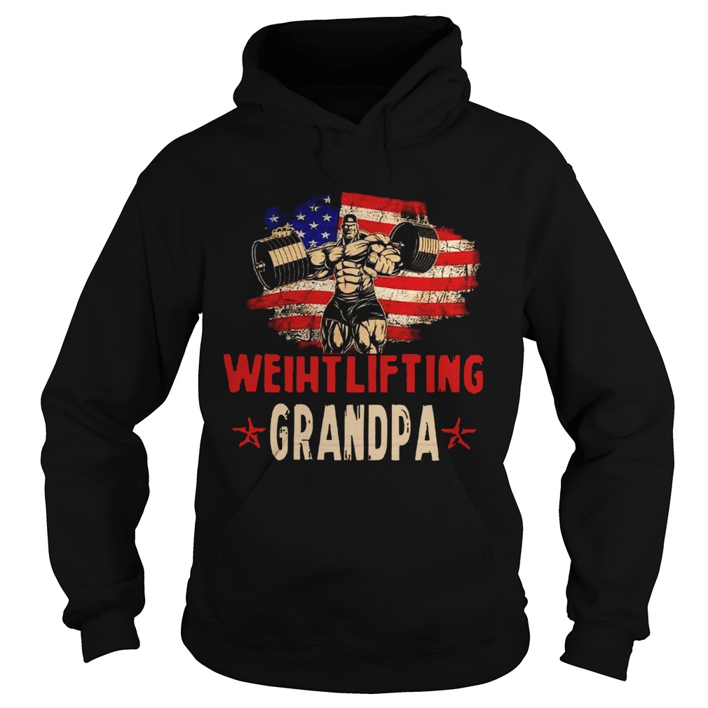 American Flag Weightlifting Grandpa Hoodie