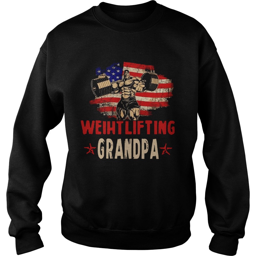 American Flag Weightlifting Grandpa Sweatshirt