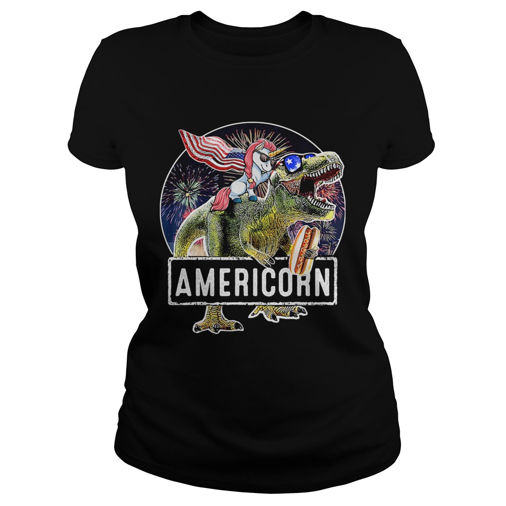 Americorn Unicorn Dinosaurs Sandwich American Flag Independence Day Classic Ladies