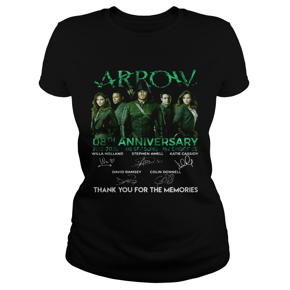 Arrow 08th anniversary 2012 2020 8 seasons 162 episodes thanks you for the memories signatures shir Classic Ladies
