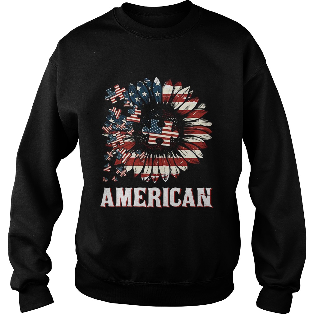 Autism America Sunflower 4th July Shirt Boho America Sweatshirt
