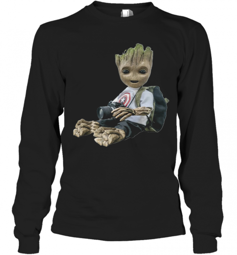 Baby Groot Photography Captain America T-Shirt Long Sleeved T-shirt 