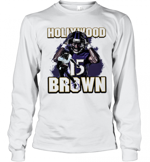 Baltimore Ravens Football Team Hollywood 15 Brown T-Shirt Long Sleeved T-shirt 