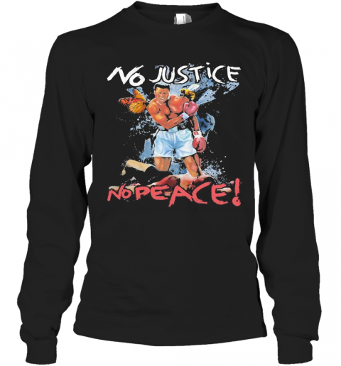 Black Leather Boxing No Justice No Peace Butterfly Bee T-Shirt Long Sleeved T-shirt 