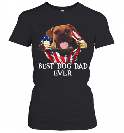 Blood Inside Me Boxer Dog American Flag Best Dog Dad Ever T-Shirt Classic Women's T-shirt