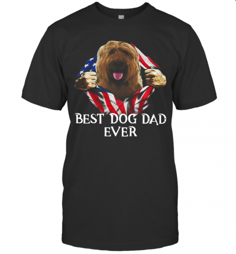 Blood Inside Me Briard Dog American Flag Best Dog Dad Ever T-Shirt