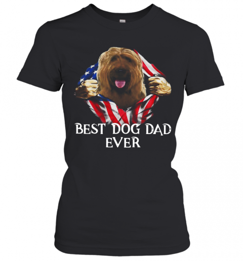 Blood Inside Me Briard Dog American Flag Best Dog Dad Ever T-Shirt Classic Women's T-shirt