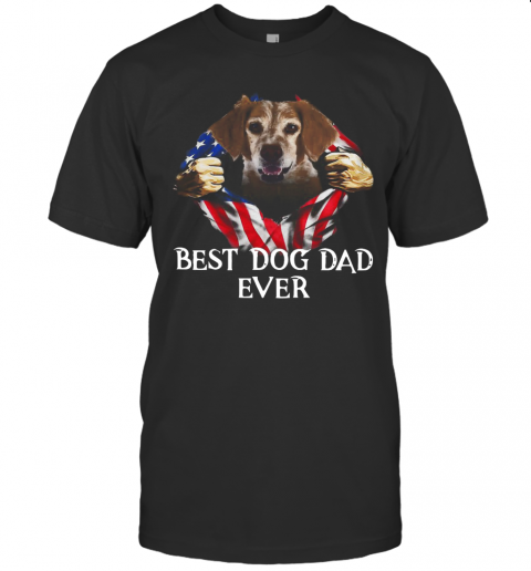 Blood Inside Me Brittany Dog American Flag Best Dog Dad Ever T-Shirt