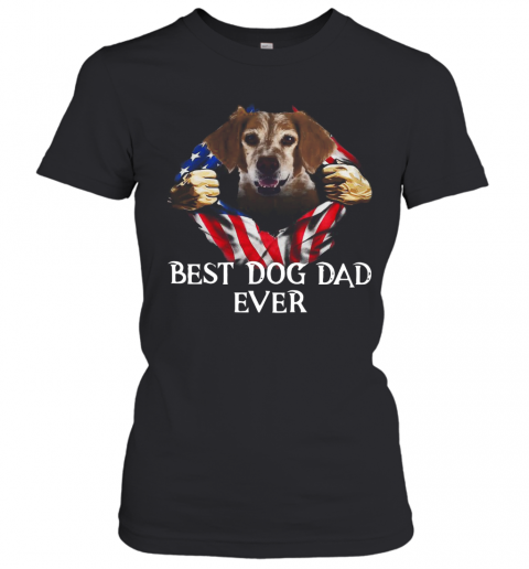 Blood Inside Me Brittany Dog American Flag Best Dog Dad Ever T-Shirt Classic Women's T-shirt