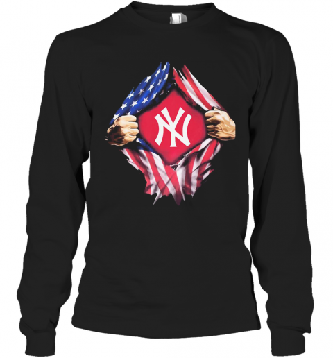 Blood Insides New York Yankees American Flag Independence Day T-Shirt Long Sleeved T-shirt 