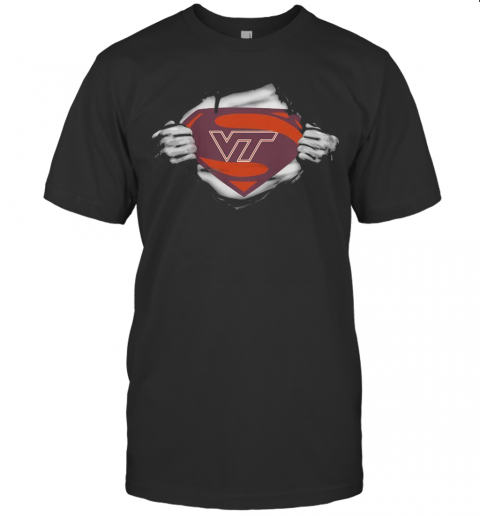 Blood Insides Superman Virginia Tech Hokies Football T-Shirt Classic Men's T-shirt
