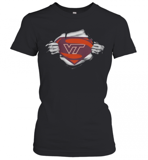 Blood Insides Superman Virginia Tech Hokies Football T-Shirt Classic Women's T-shirt