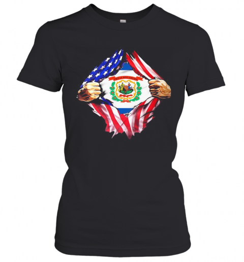 Blood Insides West Virginia State American Flag Independence Day T-Shirt Classic Women's T-shirt