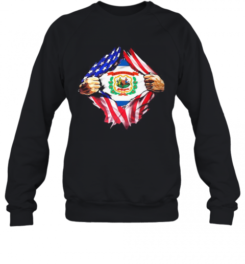 Blood Insides West Virginia State American Flag Independence Day T-Shirt Unisex Sweatshirt