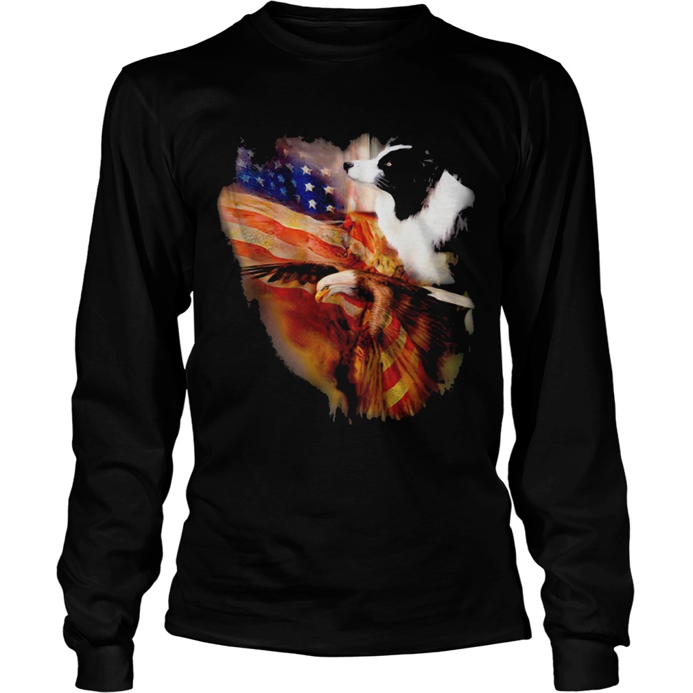 Border Collie American Wings Independence Day Long Sleeve