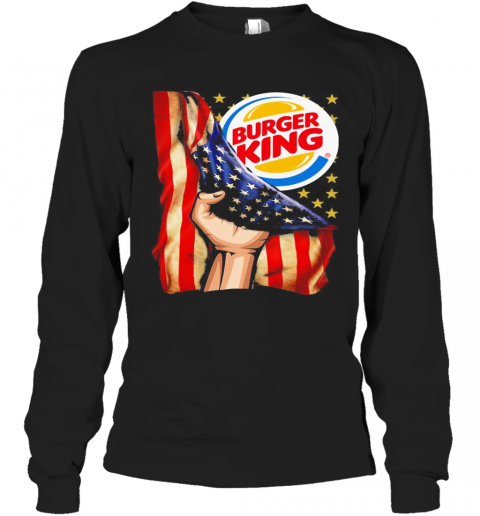 Burger King American Flag Independence Day T-Shirt Long Sleeved T-shirt 