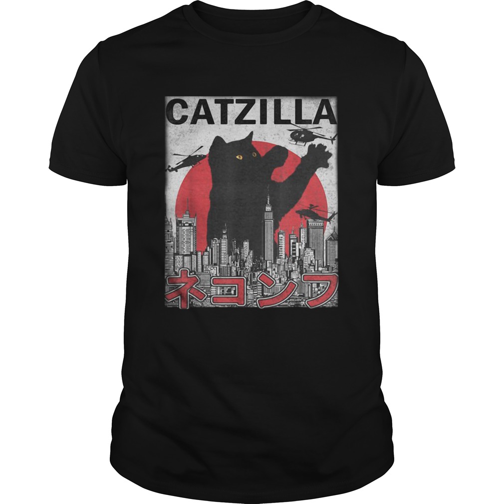 CATZILLA JAPANESE SUNSET STYLE VINTAGE CAT KITTEN LOVER shirt