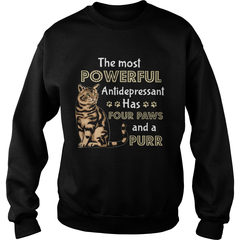 Cat The Most Powerful Antidepressant Has Four Paws And A Purr Sweatshirt