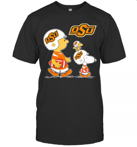 Charlie Brown Snoopy Woodstock Oklahoma State University Football T-Shirt Classic Men's T-shirt