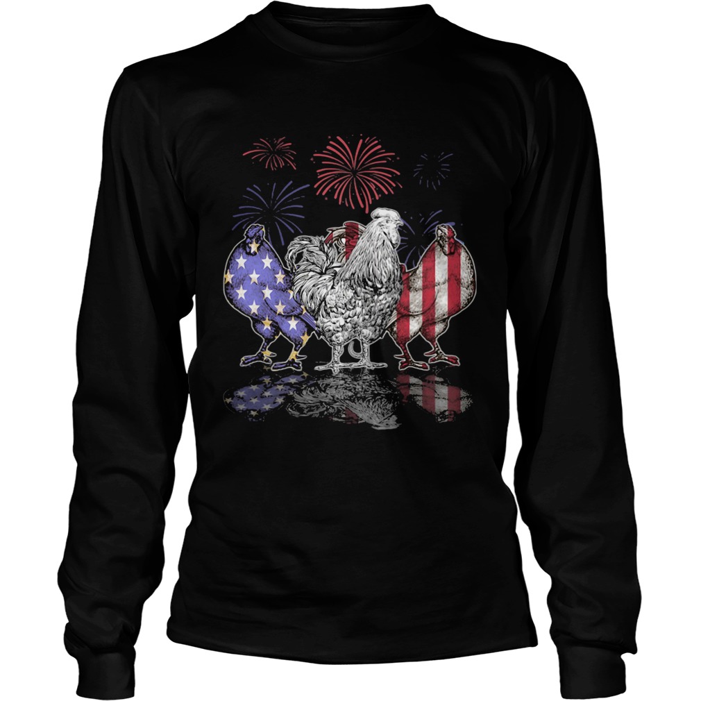 Chicken firework american flag independence day Long Sleeve