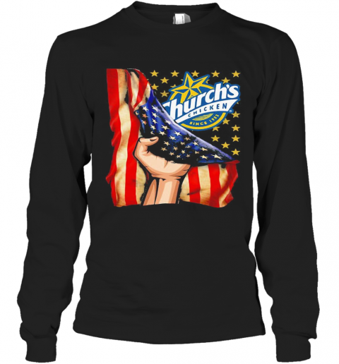 Church'S Chicken American Flag Independence Day T-Shirt Long Sleeved T-shirt 