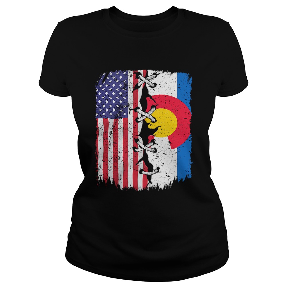 Colorado And American Flag Independence Day Classic Ladies
