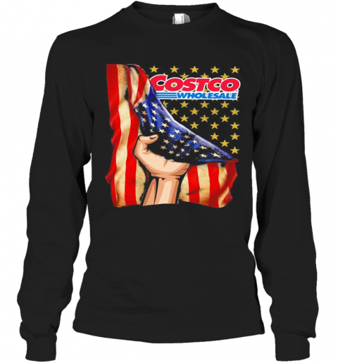 Costco Wholesale American Flag Independence Day T-Shirt Long Sleeved T-shirt 
