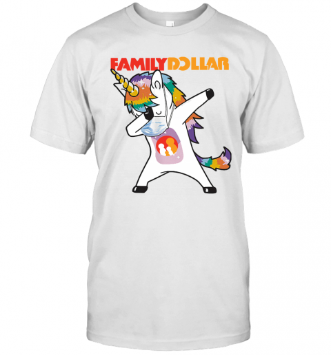 Dabbing Unicorn Mask Family Dollar Logo Coronavirus T-Shirt