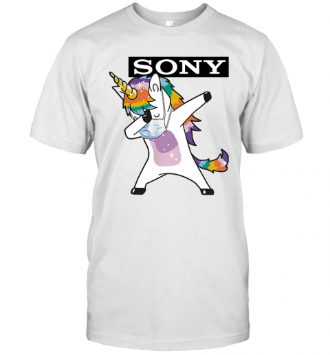 Dabbing Unicorn Mask Sony Logo Coronavirus T-Shirt