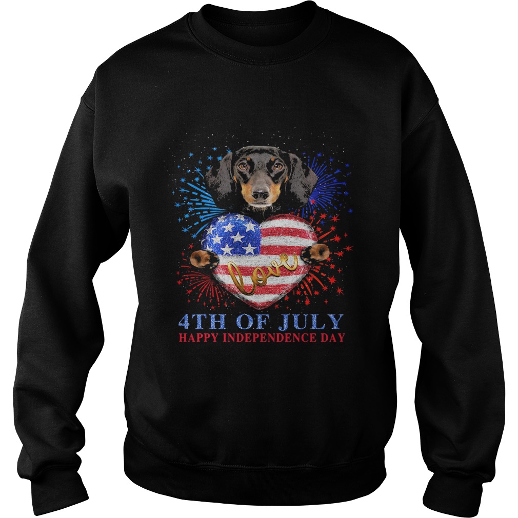 Dachshund hug heart love 4th of july happy independence day firework american flag Sweatshirt