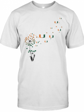 Dandelion Flower Miami Hurricanes Football Hearts T-Shirt
