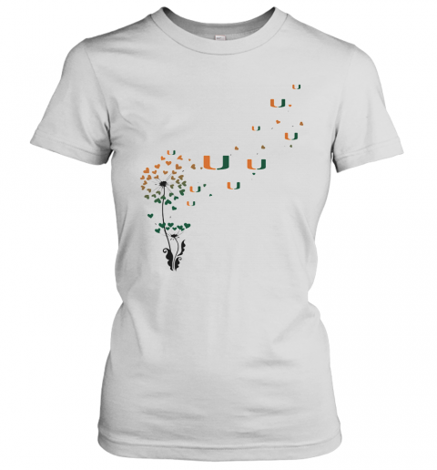 Dandelion Flower Miami Hurricanes Football Hearts T-Shirt Classic Women's T-shirt