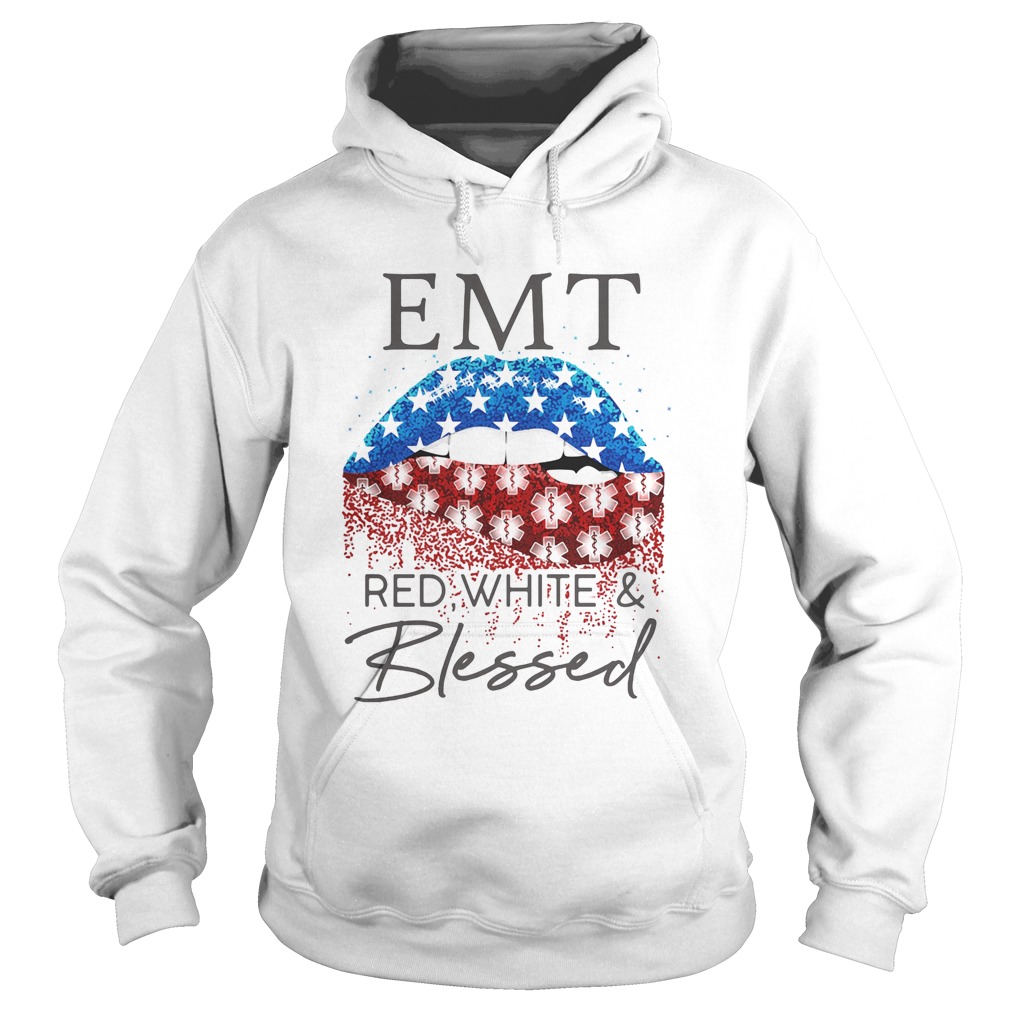 Diamond Lips EMt red white and blessed Hoodie