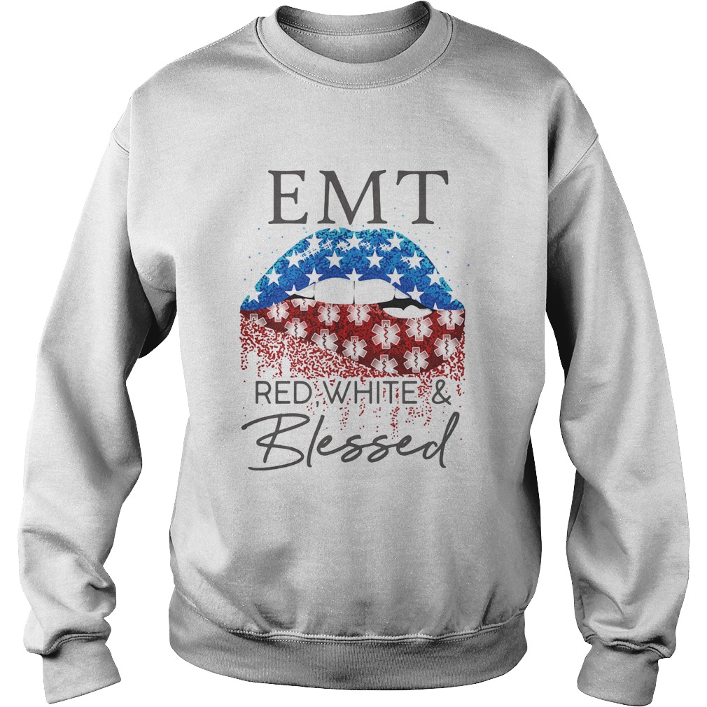 Diamond Lips EMt red white and blessed Sweatshirt