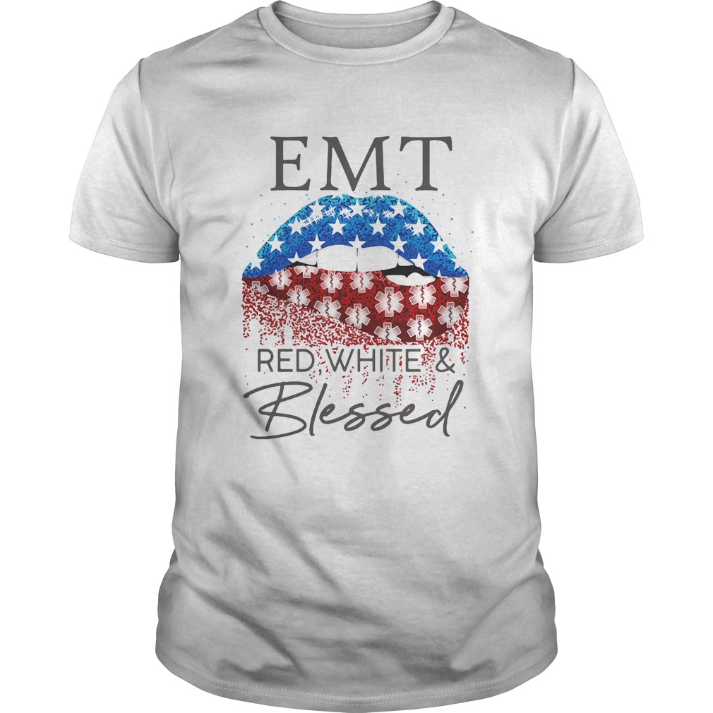 Diamond Lips EMt red white and blessed shirt
