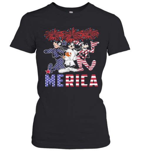 Disney Goofy Dog Merica Firework American Flag Independence Day T-Shirt Classic Women's T-shirt