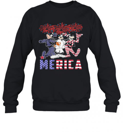 Disney Goofy Dog Merica Firework American Flag Independence Day T-Shirt Unisex Sweatshirt