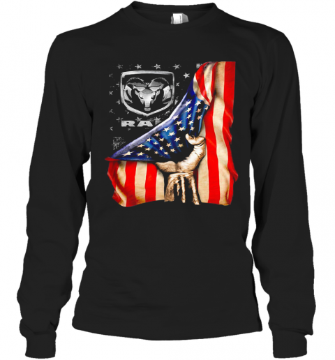Dodge Jeep Ram Logo American Flag Independence Day T-Shirt Long Sleeved T-shirt 