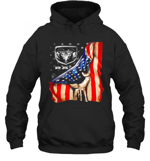 Dodge Jeep Ram Logo American Flag Independence Day T-Shirt Unisex Hoodie