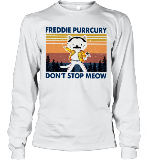 Freddie Purrcury Don't Stop Meow Vintage T-Shirt Long Sleeved T-shirt