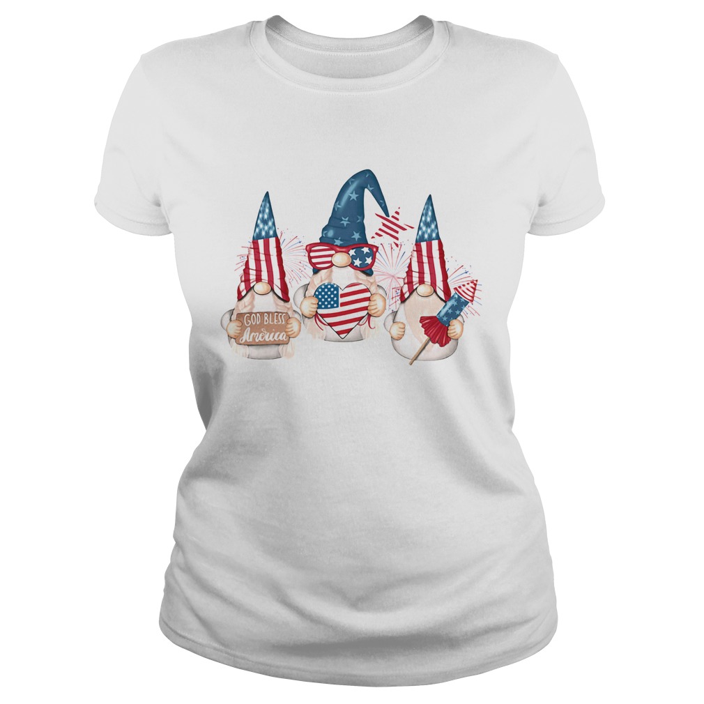 Gnome god bless American flag veteran Independence Day Classic Ladies