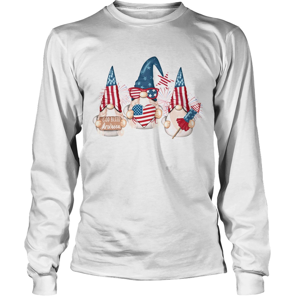 Gnome god bless American flag veteran Independence Day Long Sleeve