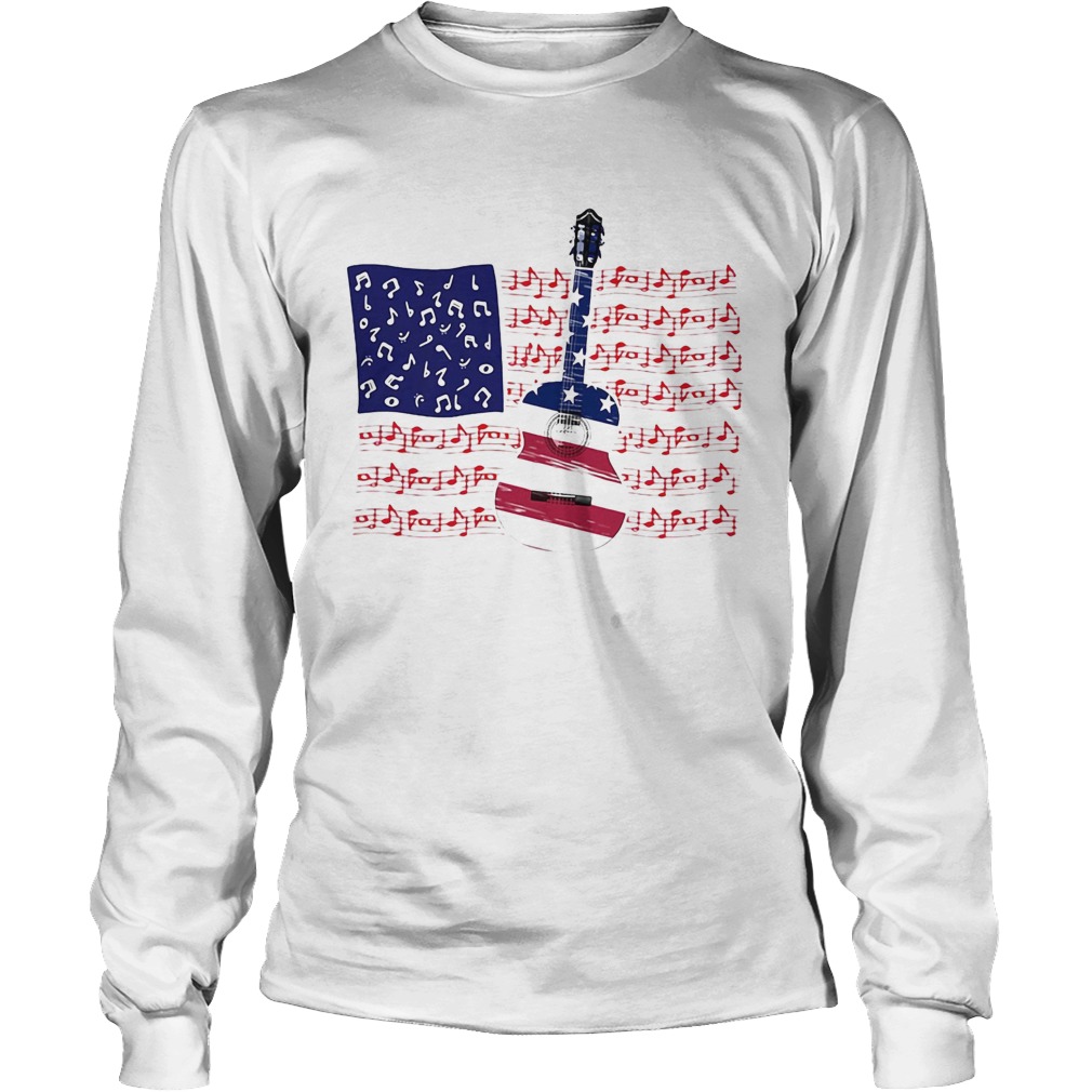 Guitar Music Note American Flag Independence Day Long Sleeve