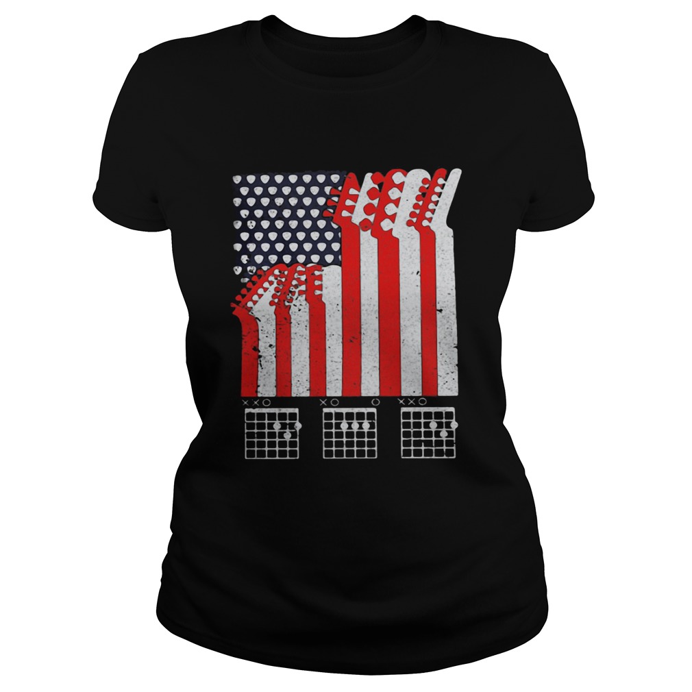 Guitar dad american flag independence day Classic Ladies