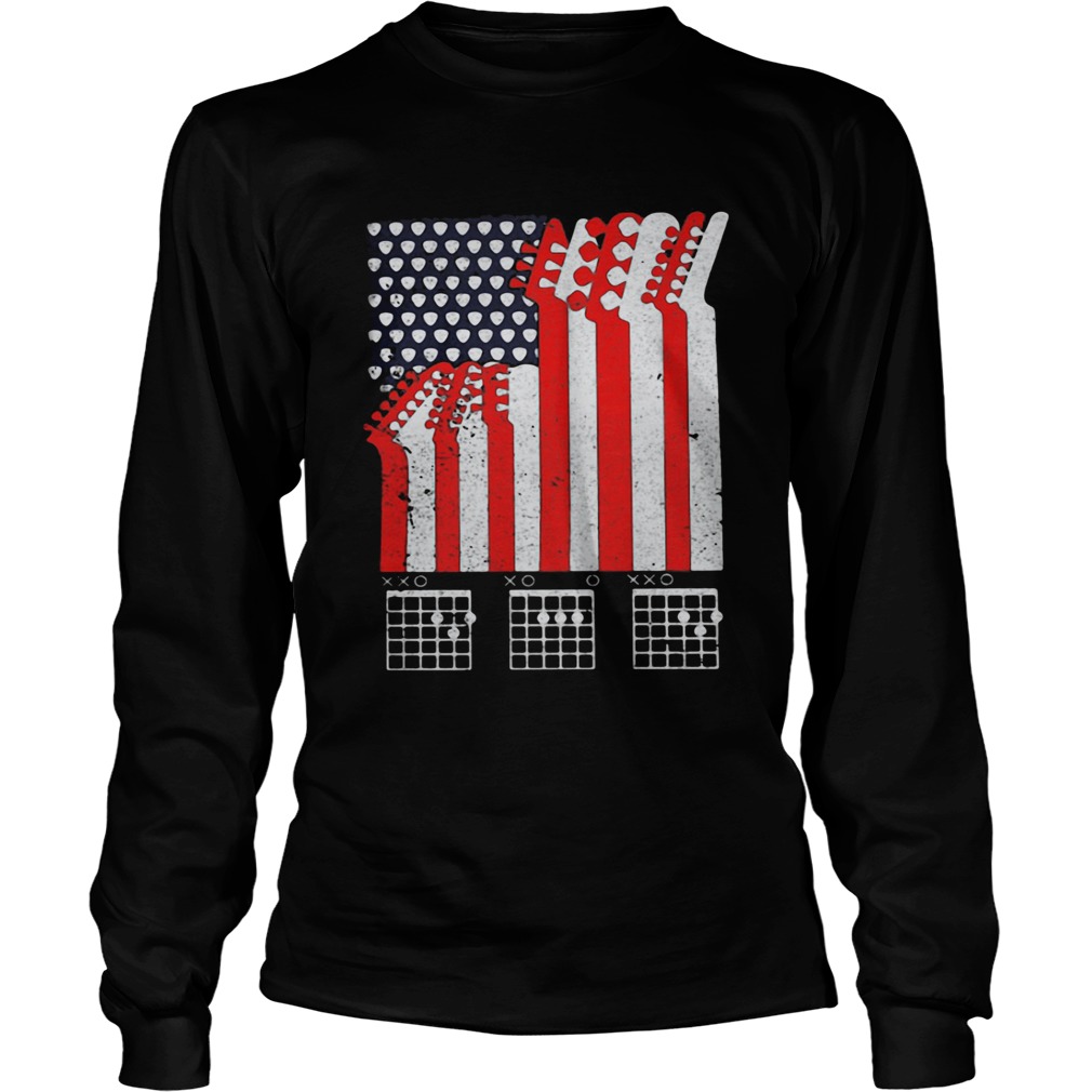 Guitar dad american flag independence day Long Sleeve