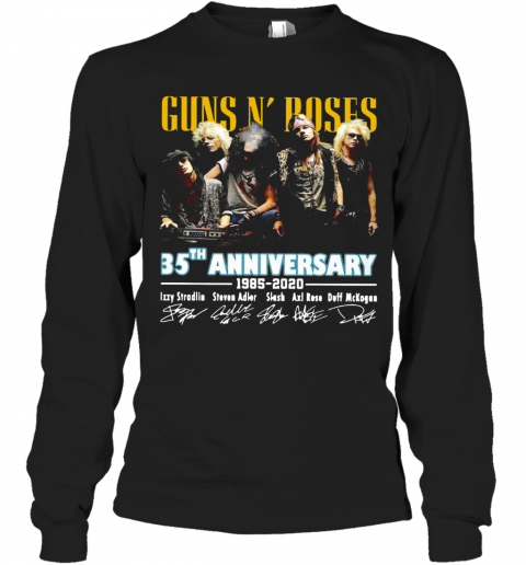 Guns N' Roses 35Th Anniversary 1985 2020 Signatures T-Shirt Long Sleeved T-shirt