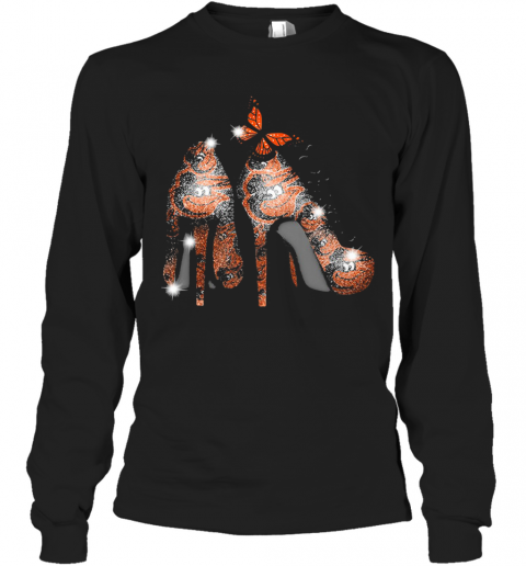 High Heels Butterfly Baltimore Orioles Diamond T-Shirt Long Sleeved T-shirt 